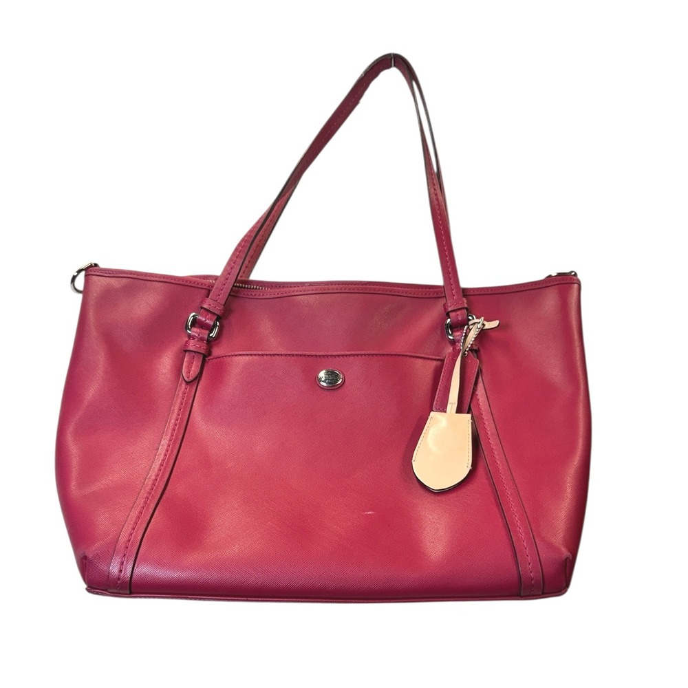 Coach Raspberry Pink Leather East West Gallery Tote Bag‎ Purse Handbag